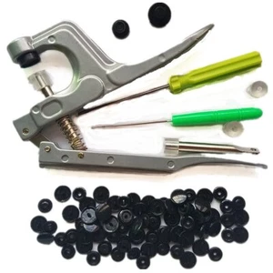 100 Complete Sets Black Snaps Plastic Snaps Hand-held Pliers Tool Installs Si... - Picture 1 of 5