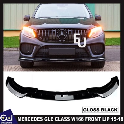 EU AUTO PARTS LTD FRONT BUMPER LIP SPLITTER FOR MERCEDES W166 GLE SUV C292 15-18 GLOSS BLACK