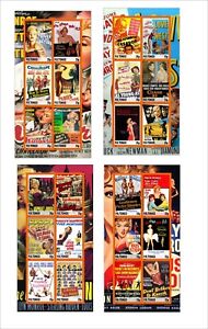 MARILYN MONROE movie posters 4 SOUVENIR SHEETS MNH UNPERFORATED