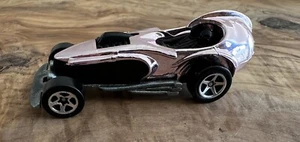 Coche de carreras Hot Wheels 1993 negro y rosa con llantas plateadas, hecho en Malasia - Imagen 1 de 9