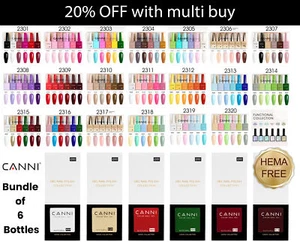 CANNI Hema Free Bundle of 6 Bottles UV LED Nail Gel Polish soak off UV LED 9ml - Picture 1 of 28