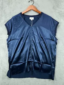 SUMMER WEATHERLY GO Womens Silky Charmeuse Tops Blouse 2XL Blue Stretch NEW NWT - Picture 1 of 11