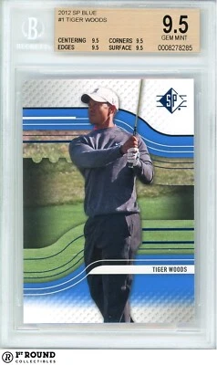 Tiger Woods BGS 9.5: 2012 SP Blue Parallel Insert Card True Gem Mint #1 - Image 1 of 3