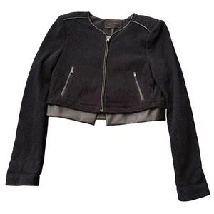 BCBGMAXAZRIA Duke Cremallera Recortada Negra Chaqueta Almohadillas para el Hombro Para Mujer Talla GRANDE | Q1 - Imagen 1 de 6
