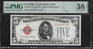 US $5 1928B PMG 58 EPQ Fr #1527 Legal Tender Note Julian/Morgenthau EA Block - Picture 1 of 4