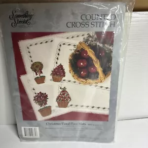 Something Special CHRISTMAS FLORAL Counted Cross Stitch Kit Set of 4 Placemats - Picture 1 of 6