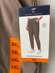 NEW Modern Ambition Women's XXL Brown pockets High-Rise Travel Pants - Picture 1 of 4