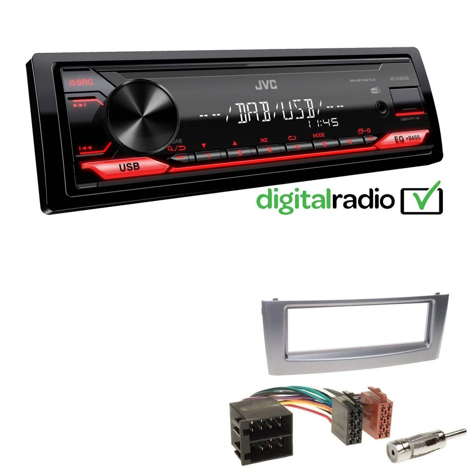 JVC KD-X182DB MP3 DAB USB 1-DIN Autoradio für Fiat Grande Punto 2005-2010