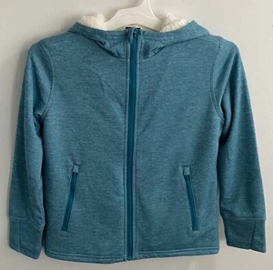 Boys' High Pile Fleece-Lined Full Zip Sweatshirt - All In Motion Size M Teal - Picture 1 of 5