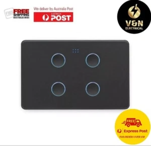 DETA Black Matte Grid Connect Smart Quad Gang Touch Light Switch - Picture 1 of 4