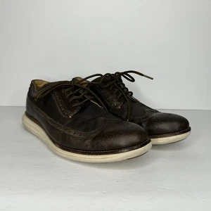 Cole Haan Grand O’s Brown Leather And Fabric Wingtip Oxfords  Men’s Size 10 M - Picture 1 of 13