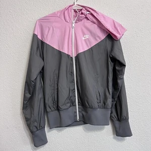 Nike Jacket Women’s Small Windrunner Hooded Sportswear Pink Grey - Picture 1 of 8