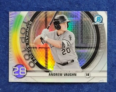 2020 BOWMAN CHROME PROSPECTS ANDREW VAUGHN BOWMAN SCOUTS TOP 100 #BTP-28 - Image 1 of 2