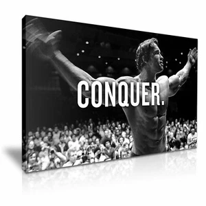 Tela bodybuilding Arnold Schwarzenegger CONQUER arte moderna ~ 5 misure a scelta - Foto 1 di 12