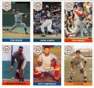 1992 Hank Aaron Stan Musial Roy Campanella Al Kaline Front Row Promo Card Sheet