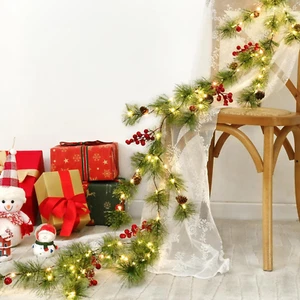 Christmas Garland with Lights, 6.6 FT Prelit Smokey Cedar Pine Garland, Lighted - Picture 1 of 12
