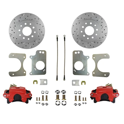 1978-1991 G Body & S10 Truck Rear Disc Brake Conversion Kit Drilled Rtr Red Clpr - Image 1 of 4
