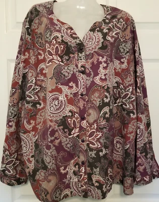 Top túnica para mujer Blair talla 2XL cachemira multicolor cuello en V manga larga botón Foto 1 de 4