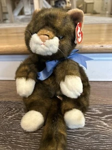 Vintage 1997 Ty Classic SPICE die Katze Plüschtier 15 Zoll Stofftier gestreift blaues Band - Bild 1 von 7