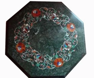 12" green Marble side / end Table Pietra Dura art Handmade Work home decor - Picture 1 of 7