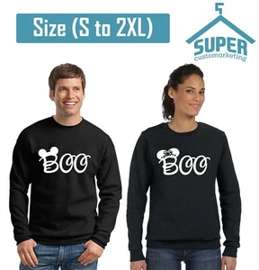 Halloween Pareja CUELLO REDONDO BOO MOUSE OREJAS Fiesta de Halloween Divertida Pareja Sudadera - Imagen 1 de 3