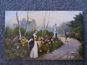 Early 1900's Commercial Series Postcard, A Tiff, Couple In A Park