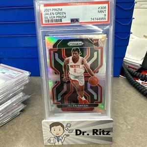 82072696 Jalen Green 2021-22 Panini Prizm Silver Prizm Rookie RC #306 PSA 9