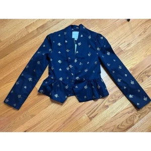 COPY - Janie and Jack Holiday navy/gold 1 button lined peplum waist jacket 14 N… - Picture 1 of 6