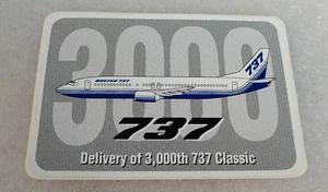 Vtg Boeing Aerospace 737 Jet Plane Classic 3000th Delivery Sticker New NOS 1990s - Picture 1 of 3