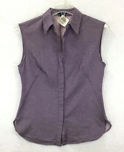 BOSS Hugo Boss Italy / Sleeveless Purple Button Front Denim Blouse Top / Size 6 - Picture 1 of 9