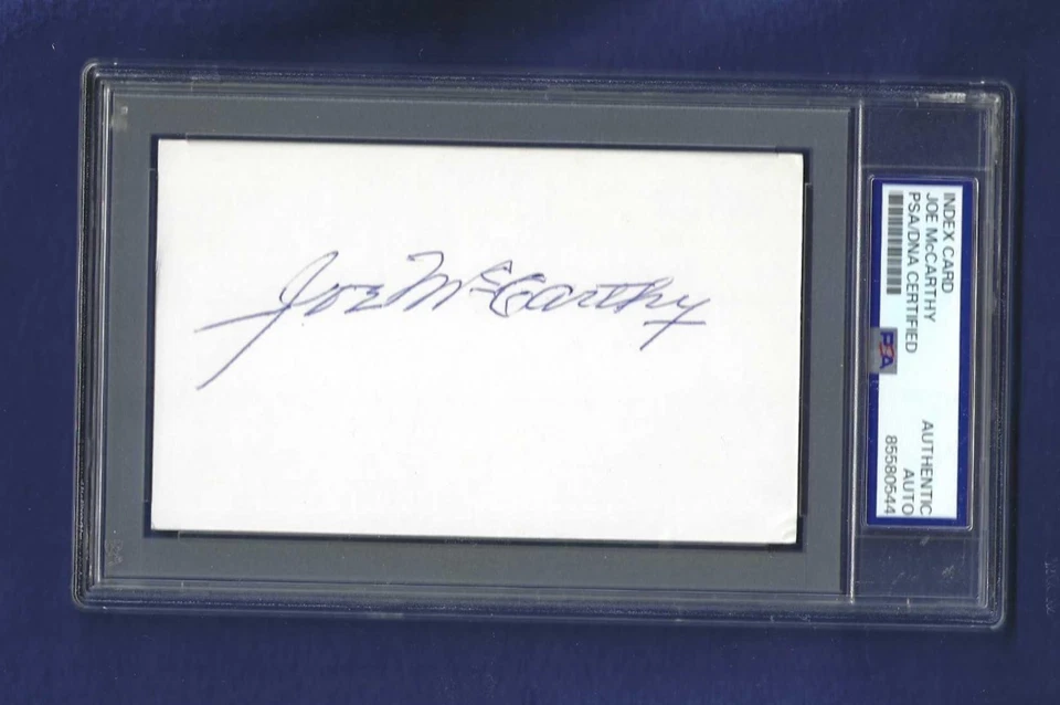 Joe McCarthy New York Yankees Baseball Autographed 3x5 Card PSA SLABBED - Image 1 of 1