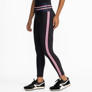 Johnny Was Bee Active Drawstring Leggings sz XL Black with Stripes - Picture 1 of 7
