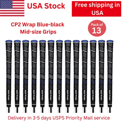 Paquete de 13 empuñaduras envolventes Golf Pride CP2 azul-negro tamaño mediano / envío gratuito en EE. UU. Foto 1 de 4