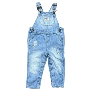 Salopette OshKosh Ragazza 18 Mos Vestback Lt Denim con Toppe Ricamate Floreali - Foto 1 di 6