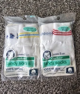 2 Vintage Packs of Gerber Fancy Socks for Babies - Picture 1 of 2