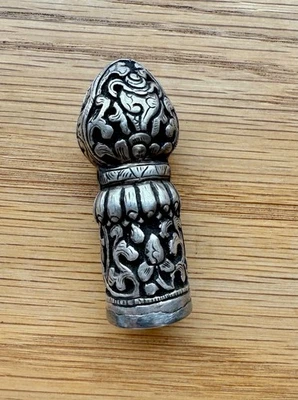 Sello de sello de plata tallado en Nepal tibetano raro de colección Foto 1 de 4