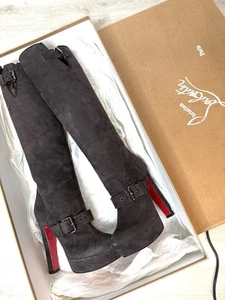 Christian Louboutin Harletty Brown Suede Knee High Boots 35.5 UK2.5 - Picture 1 of 7