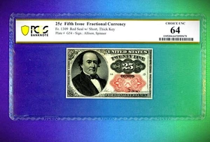 Fr.1309 Fifth Issue 25 Cent Fractional Currency  US BANK NOTE PCGS 64 RARE GRADE - Picture 1 of 2