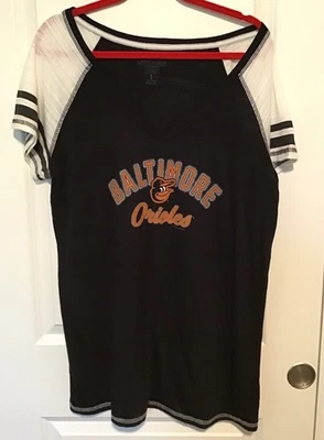 Baltimore Orioles Women’s V-neck Burnout Style  T-shirt - NWOT - Image 1 of 4