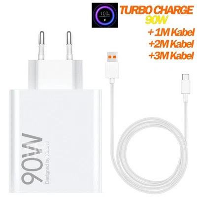 Xiaomi Mi Redmi Note Poco Turbocharge 90W Schnellladegerät 6A Usb C Ladekabel - Bild 1 von 4