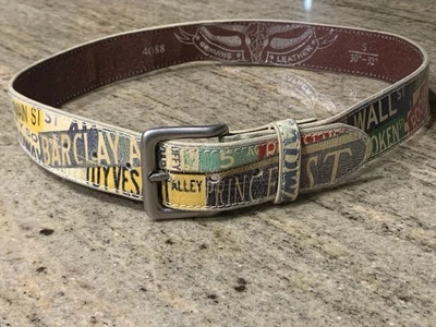 New York City Novelty Genuine Leather Belt Canal St Broadway Central Park - Image 1 of 4