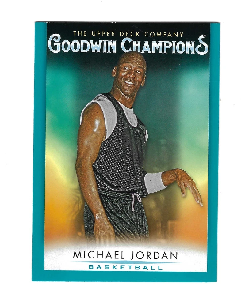 $$ 迈克尔·乔丹 2021 UD GOODWIN 冠军 TEAL #1 芝加哥公牛队山羊 $$ — 第 1/1 张图片