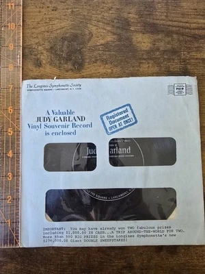 Judy Garland Souvenir Vinyl Record w/ Sleeve Longines Symphonette Promo 7” - Image 1 of 4
