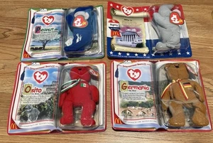 McDonalds 4 Stück Ty Beanie Babys Peanut, Osito, Righty, Germania plus Spielzeug - Bild 1 von 13