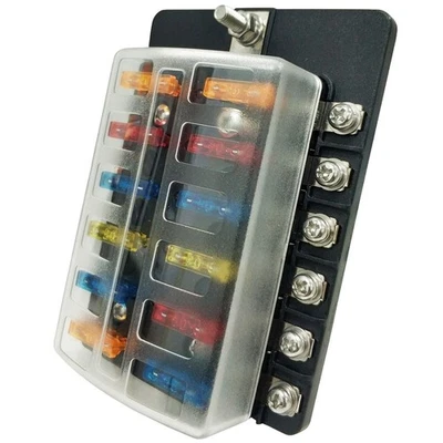 ATO ATC Bloque Soporte Cubierta UTV Hoja Caja de Fusibles 12 Vías Coche Auto Barco Autobús 12 V LED Foto 1 de 4