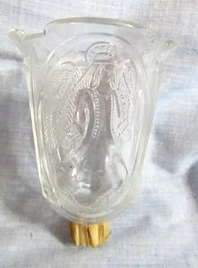 VINTAGE HOMCO CRYSTAL GLASS VOTIVE CANDLE HOLDER EMBOSSED ANGEL - Picture 1 of 6