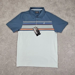 Hooey The Maverick Polo Shirt Men’s Large Blue Colorblock Striped Golf NWT - Picture 1 of 7