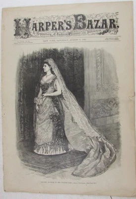 HARPERS  BAZAR AUGUST 8 1885 WITH RARE VICTORIAN FASHION PATTERN SHEET NO. 32 - Image 1 of 4