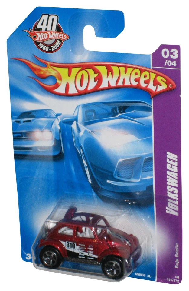 Hot Wheels 40th Anniversary Volkswagen 3/4 (2007) Red Baja Beetle Car 131/172 - Image 1 of 1