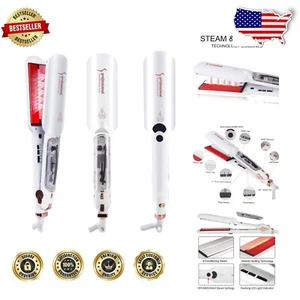 Professional Tourmaline Ceramic Flat Iron - Steam & Infrared for Ultimate Shine - Picture 1 of 9